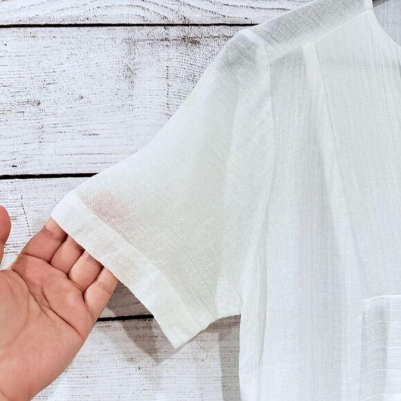 Ghosttropic White Short Sleeve Tunic Dress Size Medium Vacation Beach Cruise - Picture 3 of 11